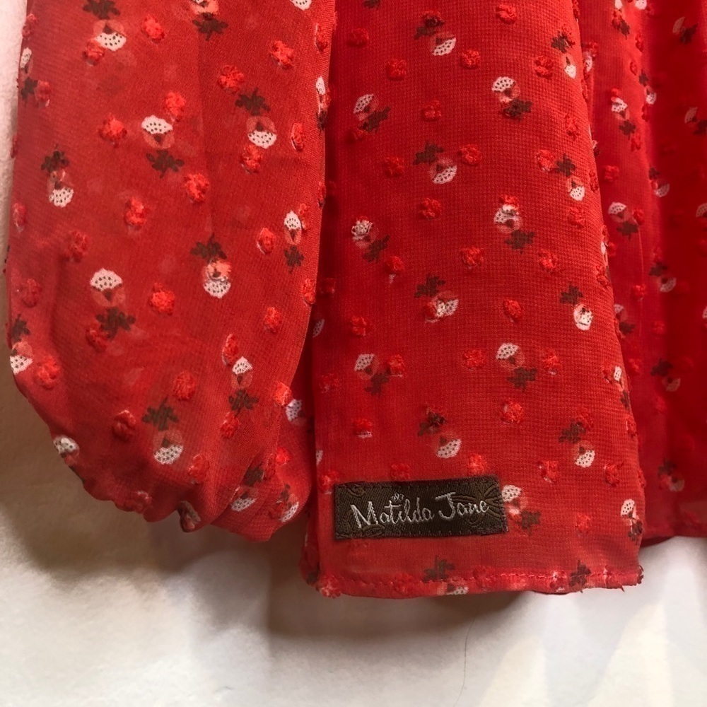 Matilda Jane Red Floral V Neck Size Small - Picture 10 of 14